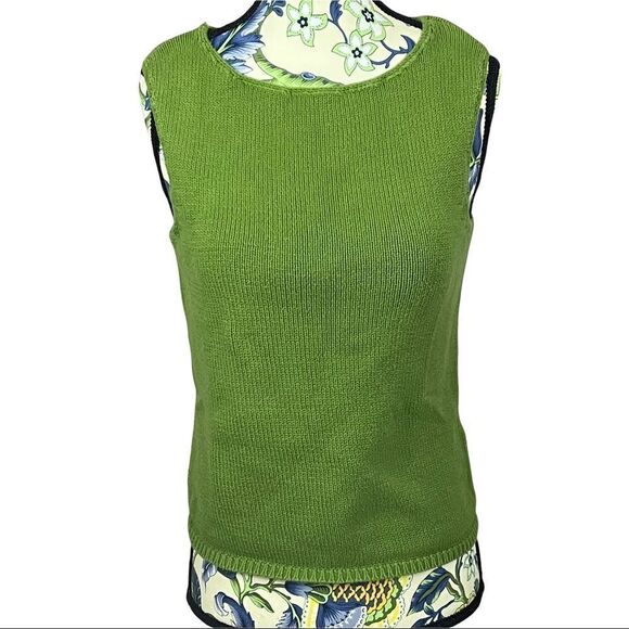 Cotton Ginny Green Sleeveless Sweater Vintage Size M - Picture 1 of 2